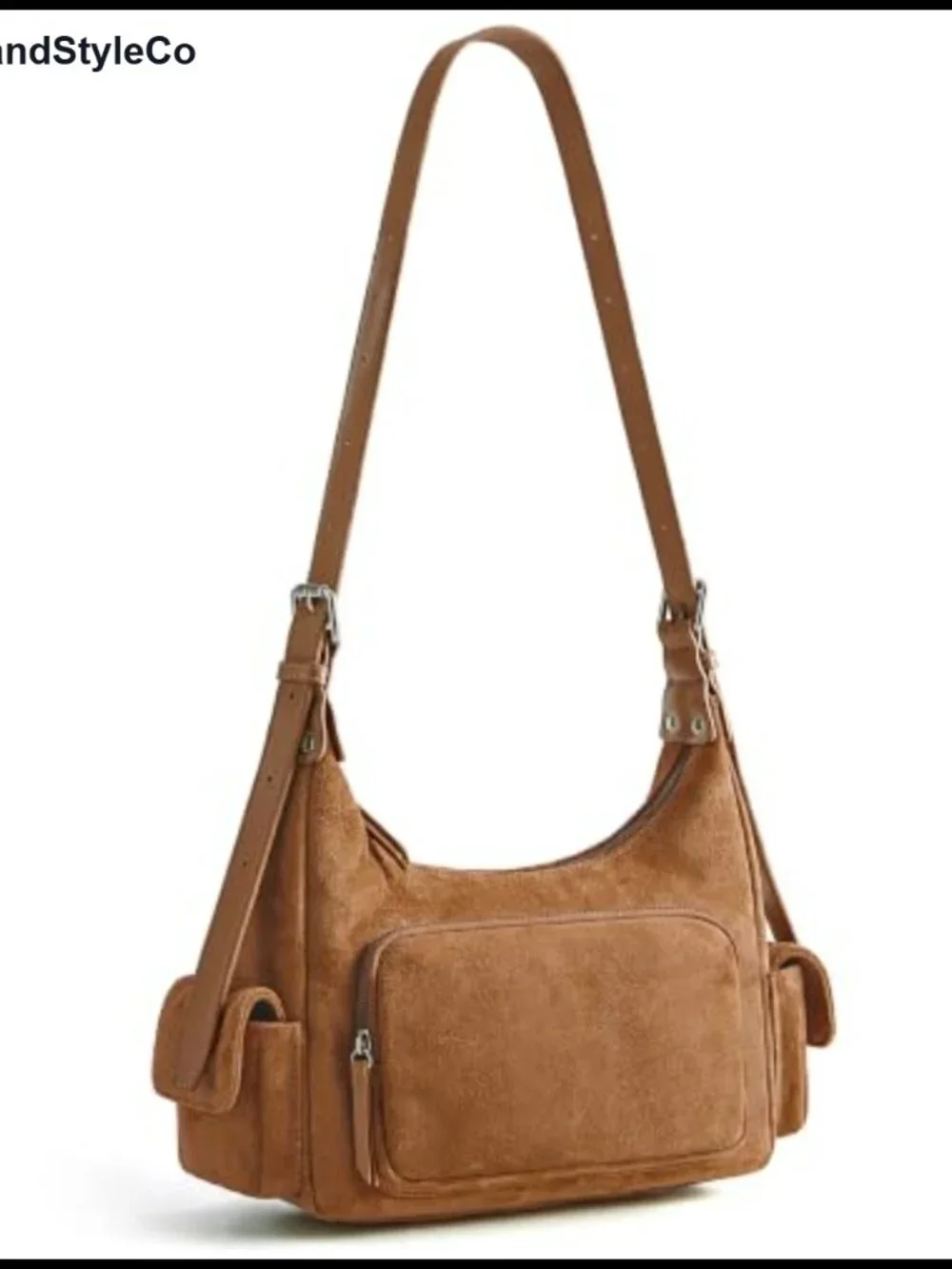 Faux Suede Hobo Bag Women Travel Purse Shoulder Handbag 6 Pockets